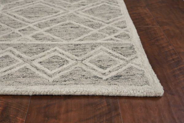 3' x 5' Sand Geometric Diamond Wool Area Rug - Image 4