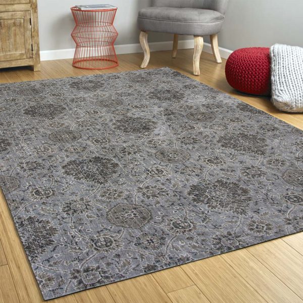 3'x5' Silver Machine Woven Floral Traditional Allover Indoor Area Rug - Image 4