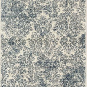 2' x 7' Ivory or Blue Ancient Viscose Runner Rug