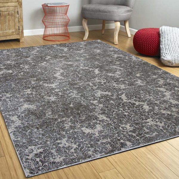 3'x5' Ivory Sand Machine Woven Damask Indoor Area Rug - Image 4