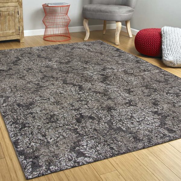 3'x5' Taupe Sand Machine Woven Damask Indoor Area Rug - Image 4