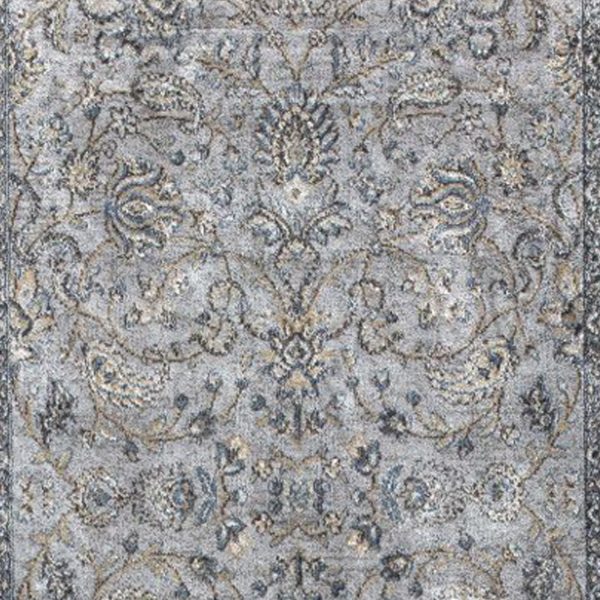 2' x 7' Silver or Blue Ancient Viscose Runner Rug - Image 3