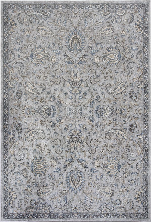 3'x5' Silver Blue Machine Woven Paisley Indoor Area Rug - Image 4