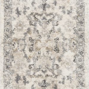 7' Ivory Machine Woven Distressed Floral Traditional Indoor Runner Rug