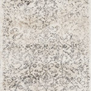 7' Ivory Machine Woven Distressed Floral Vines Indoor Runner Rug