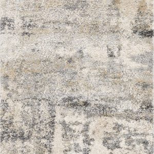 7' Natural Beige Machine Woven Abstract Brushstrokes Indoor Runner Rug