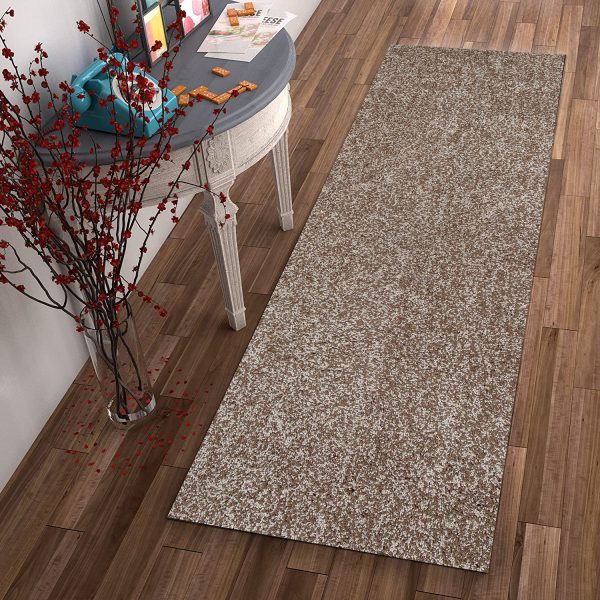 8' Beige Heather Plain Runner Rug - Image 4