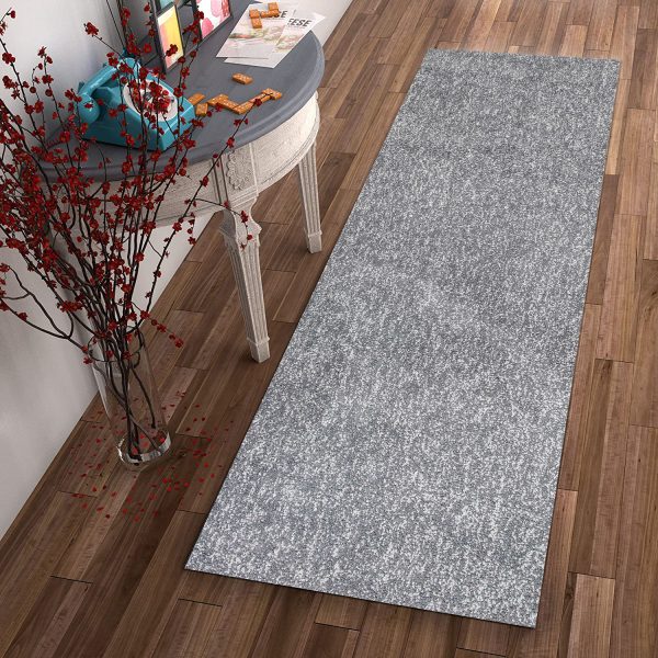 8' Grey Heather Plain Runner Rug - Image 4