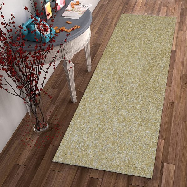 8' Yellow Heather Indoor Shag Runner Rug - Image 4