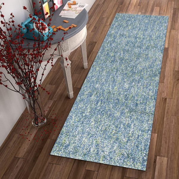 8' Seafoam Heather Indoor Shag Runner Rug - Image 4