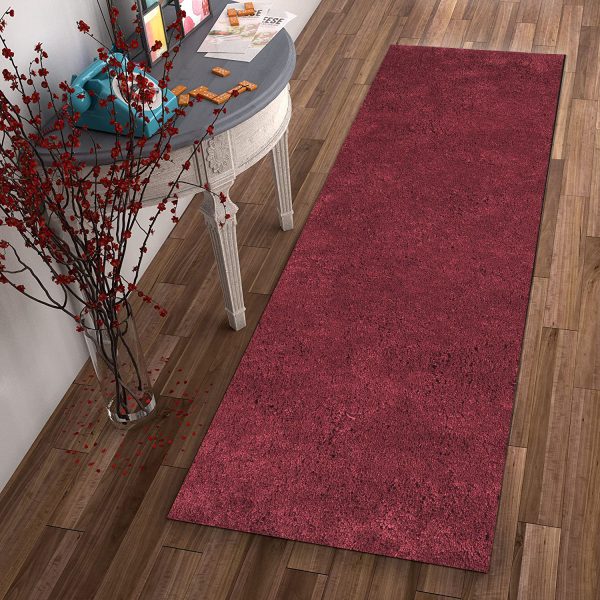 8' Red Plain Runner Rug - Image 3