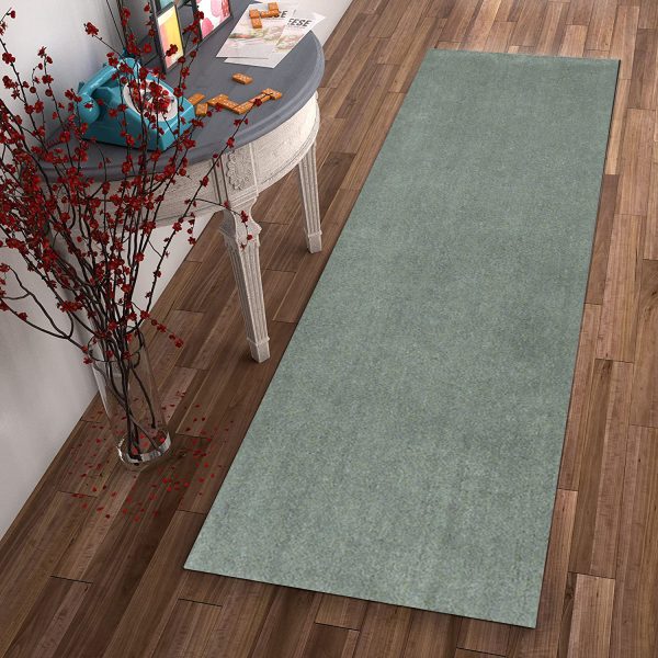 8' Slate Blue Indoor Shag Runner Rug - Image 4