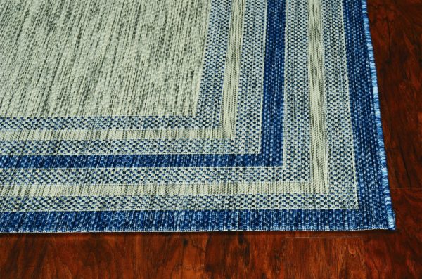 5' x 8'  Grey or  Denim Bordered UV Treated Area Rug