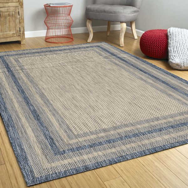 5' x 8'  Grey or  Denim Bordered UV Treated Area Rug - Image 4