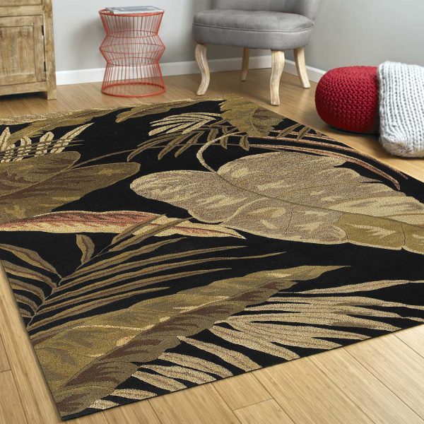 2' x 4' Midnight Leaves Wool Area Rug - Image 5
