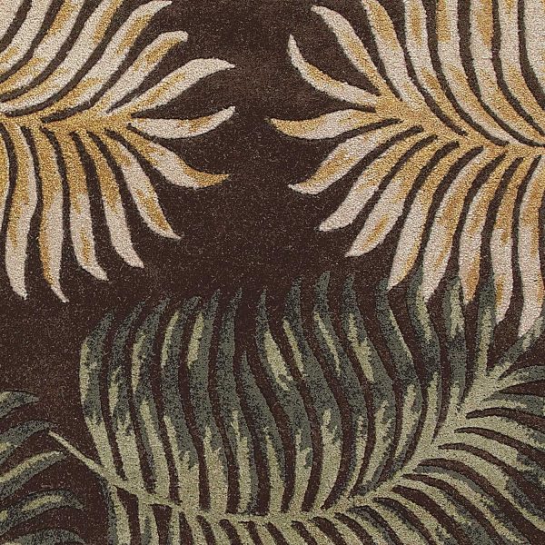 3'x4' Espresso Brown Hand Tufted Tropical Leaves Indoor Area Rug - Image 2