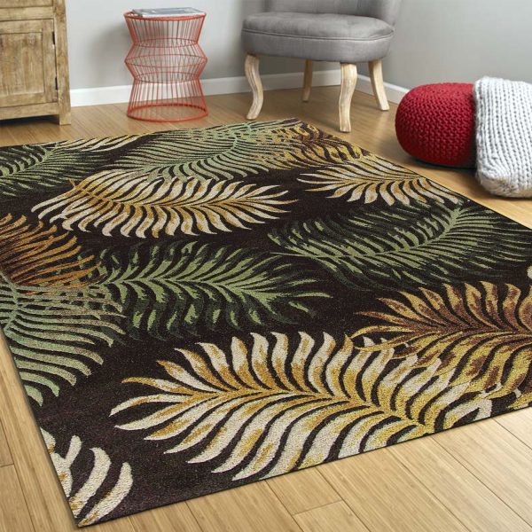 3'x4' Espresso Brown Hand Tufted Tropical Leaves Indoor Area Rug - Image 4