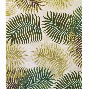 2' x 4' Natural Fern Leaves Wool Area Rug