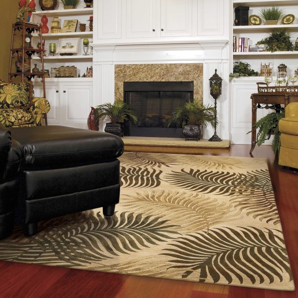 2' x 4' Natural Fern Leaves Wool Area Rug - Image 2