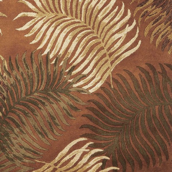 3'x4' Rust Orange Hand Tufted Tropical Leaves Indoor Area Rug - Image 2