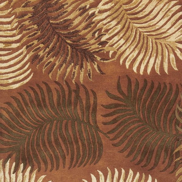 3'x4' Rust Orange Hand Tufted Tropical Leaves Indoor Area Rug - Image 3
