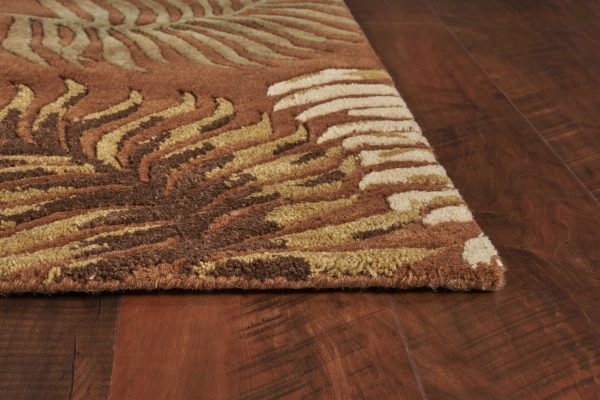 3'x4' Rust Orange Hand Tufted Tropical Leaves Indoor Area Rug - Image 4