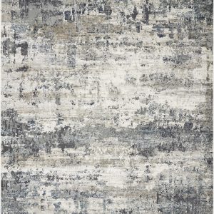 8' Ivory Teal Machine Woven Abstract Splatter Indoor Runner Rug