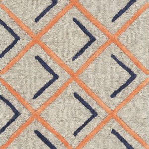 2'3 x 7'6 Runner Wool Tangerine Indigo Area Rug
