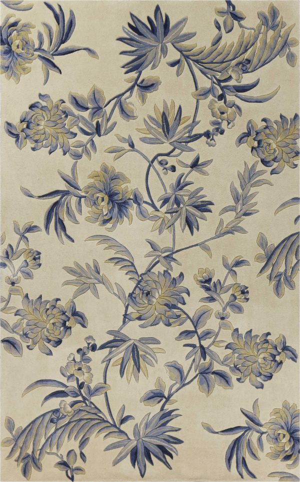 30 x 50 Wool Ivory or Blue Area Rug