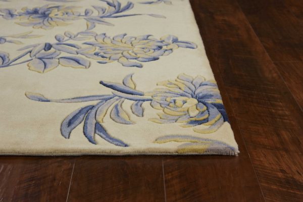 30 x 50 Wool Ivory or Blue Area Rug - Image 4