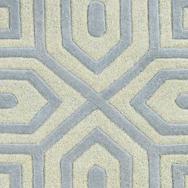 8' Grey Hand Tufted Geometric Indoor Runner Rug - Image 2