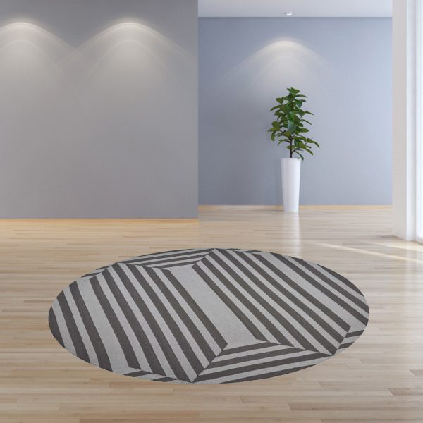 7' Round  UV treated Polypropylene Charcoal Area Rug - Image 4