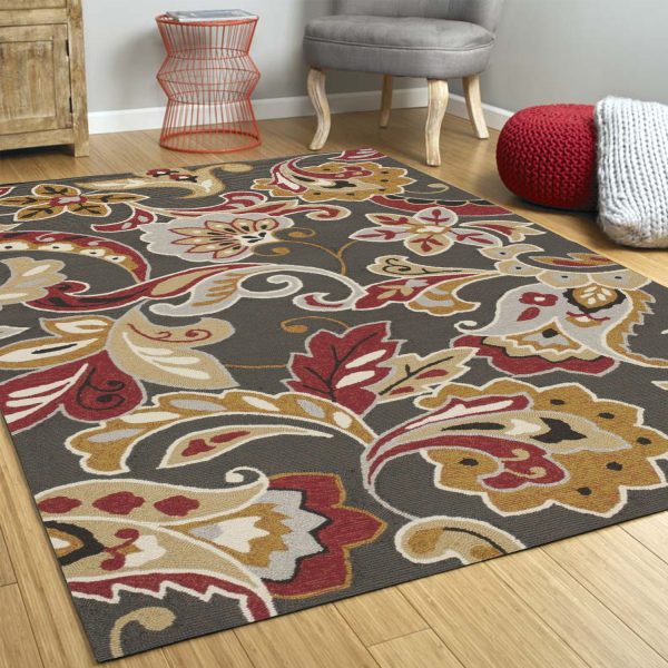 7' Round UV treated Polypropylene Taupe Area Rug - Image 4