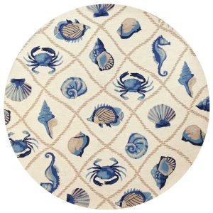7' Round UV treated Polypropylene Sand Area Rug