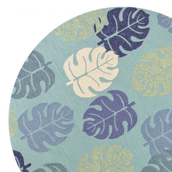 7' Round UV treated Polypropylene Turquoise Area Rug - Image 2