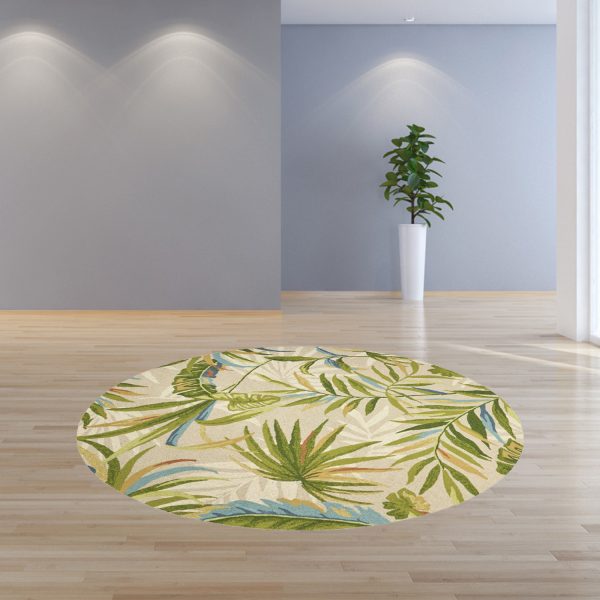 7' Round UV treated Polypropylene Sand Area Rug - Image 4