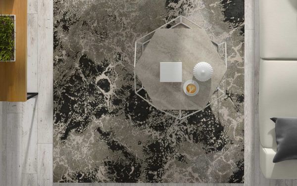 7'x10' Silver Machine Woven Abstract Indoor Area Rug - Image 2
