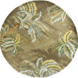 5' Round  Wool Moss Area Rug