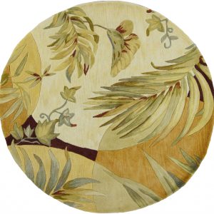5' Round  Wool Coral or Ivory  Area Rug