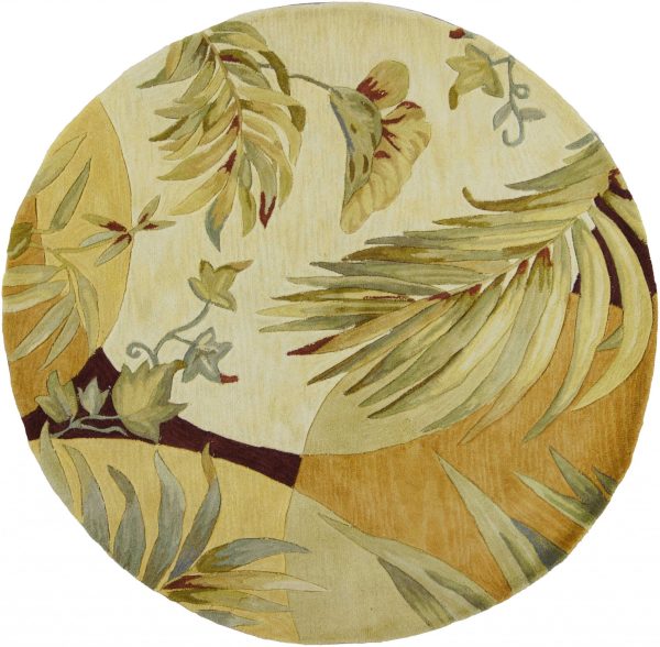 5' Round  Wool Coral or Ivory  Area Rug