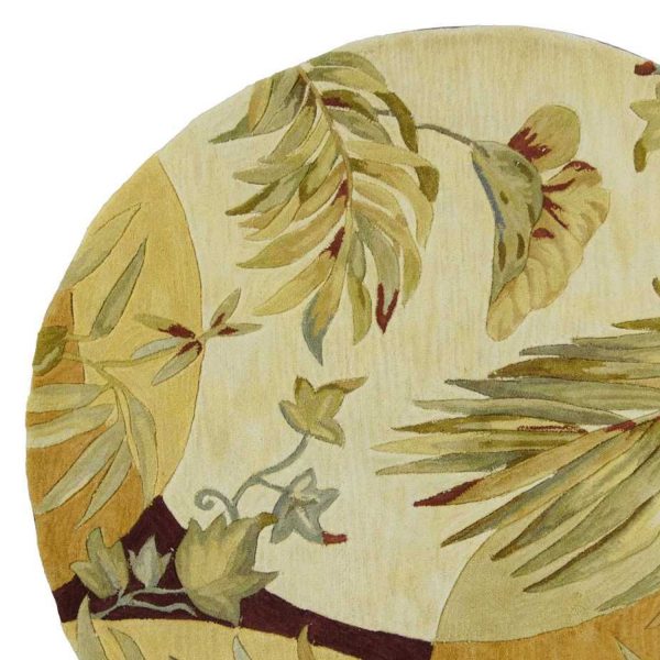 5' Round  Wool Coral or Ivory  Area Rug - Image 2