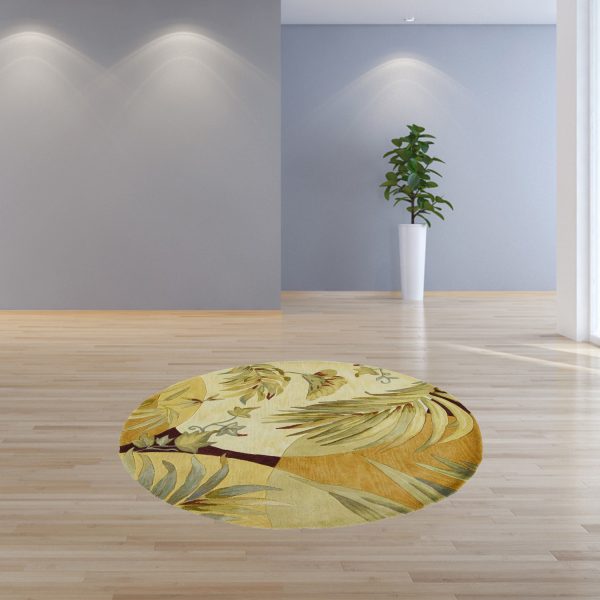 5' Round  Wool Coral or Ivory  Area Rug - Image 4