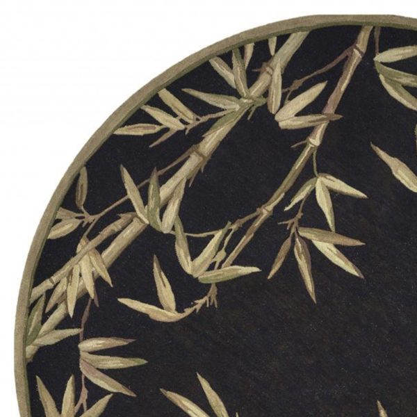 5' Round  Wool Black Area Rug - Image 2