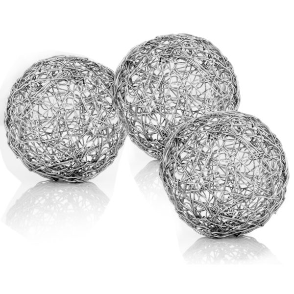 4" x 4" x 4" Shiny Nickel or Silver Wire - Spheres Box of 3 - Image 2