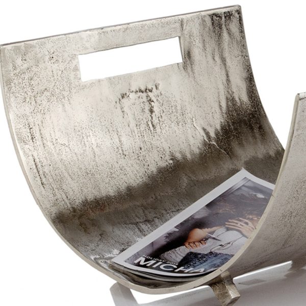 Modern Brushed Raw Silver Magazine Basket - Image 4