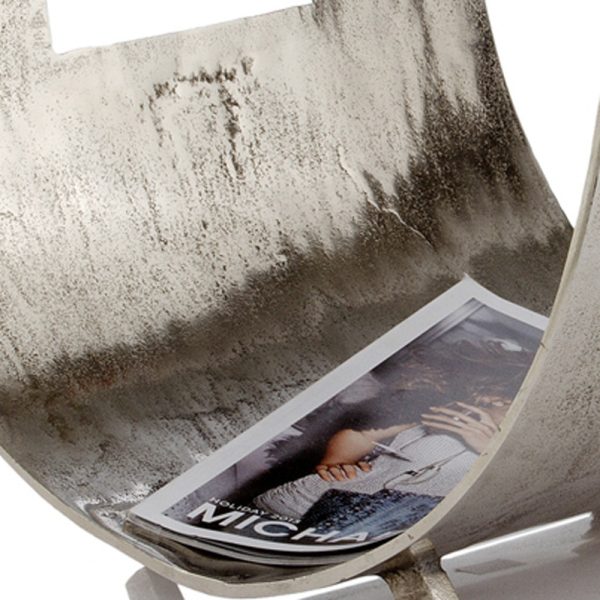 Modern Brushed Raw Silver Magazine Basket - Image 5