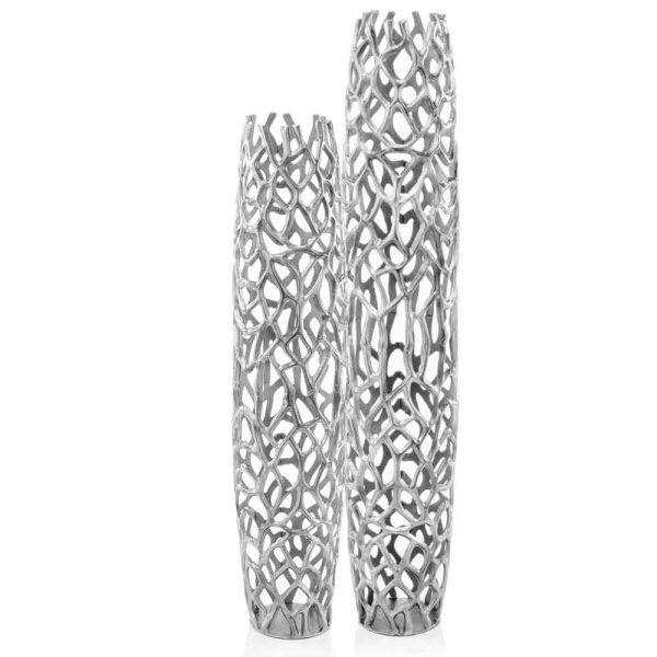 47" Modern Rustic Silver Twigs Barrel Style Floor Vase - Image 4