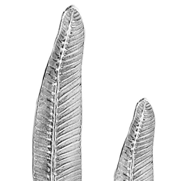 Rough Silver Tall Thin Set of 2 Leaves - Image 4