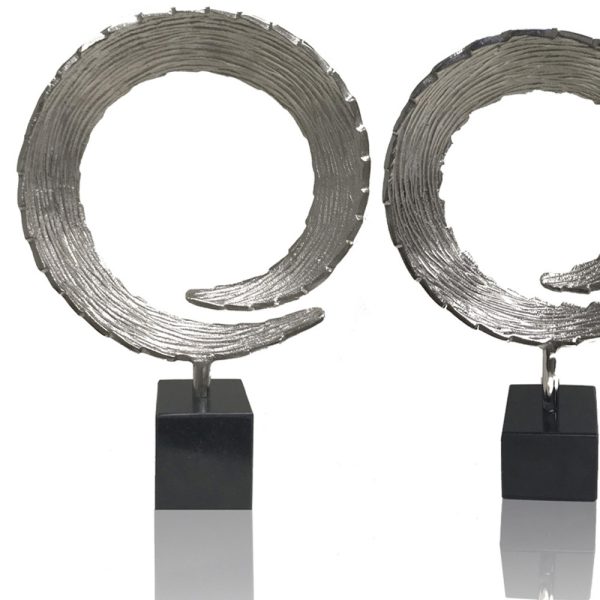 3.75" x 12" x 16.5" Silver and Black Marble Large Tail Sculpture - Image 5