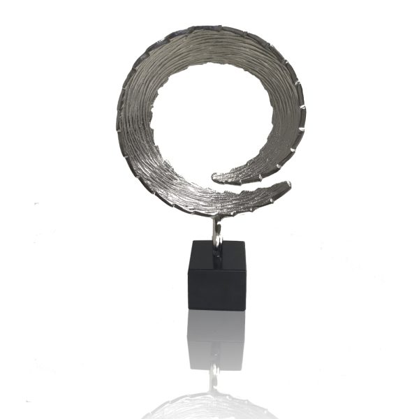 3" x 10" x 15.5" Silver and Black Small Tail Sculpture - Image 2